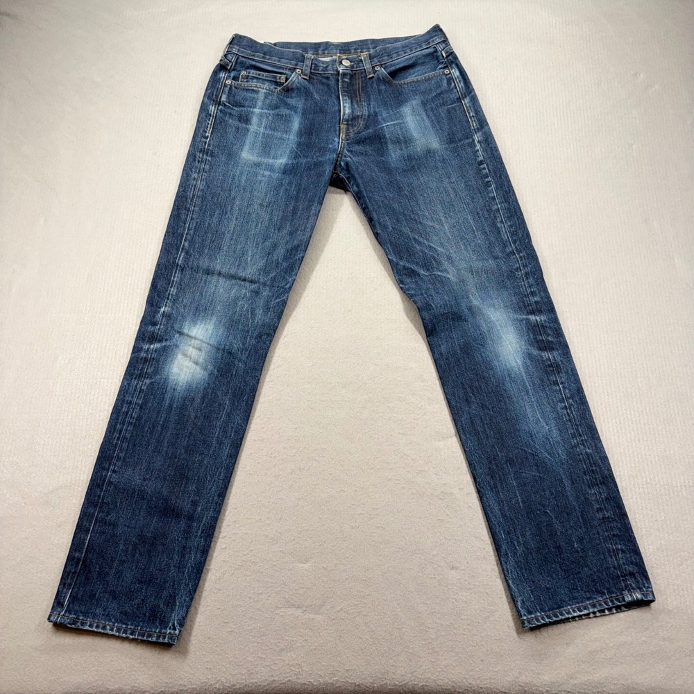 J.Crew 770 Straight Jeans Mens 33x34 Blue Kaihara Japanese Denim C9382